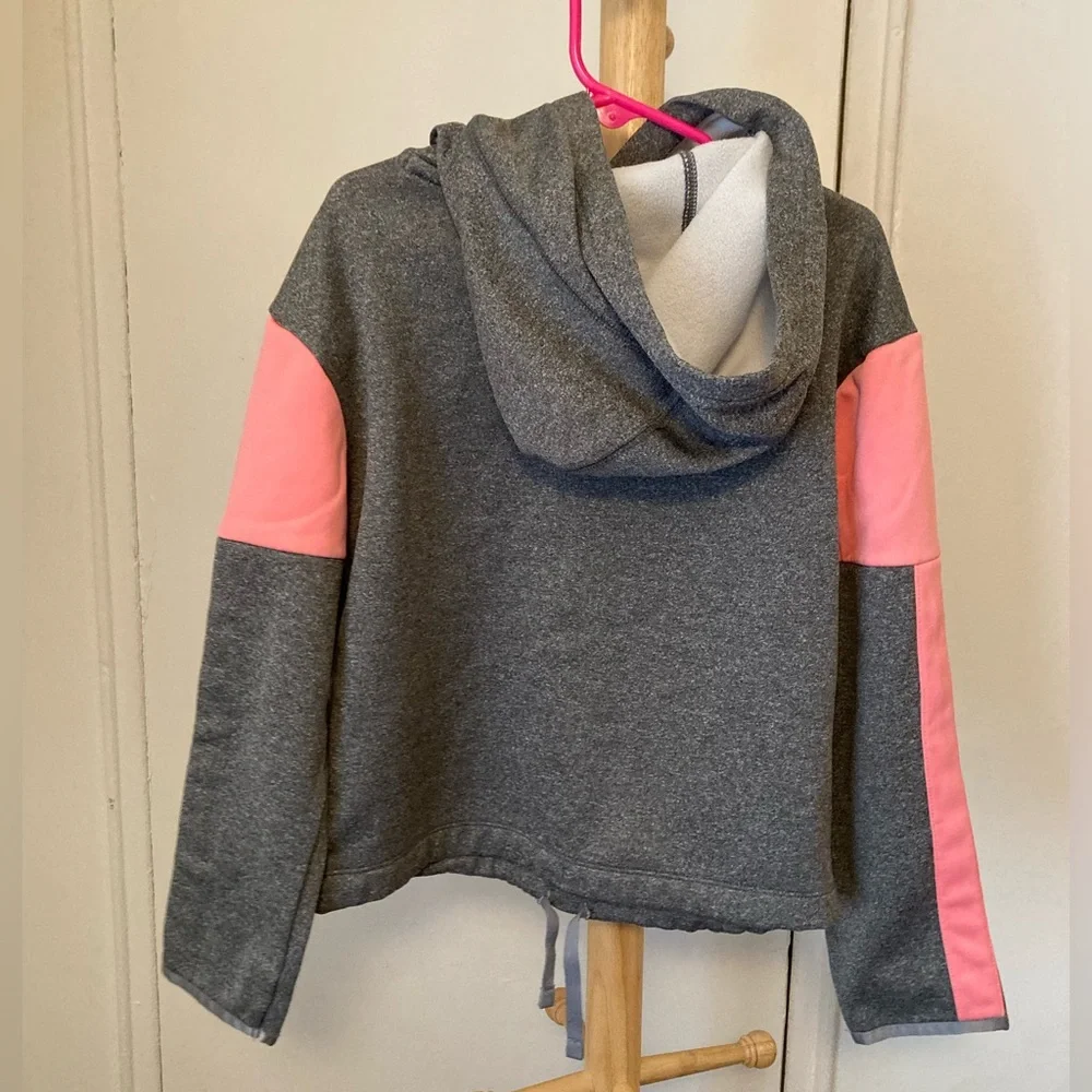 Nike Dri Fit Kids Heathered Gray and Pink Nike Swoosh Light Fleece Lined Hoodie